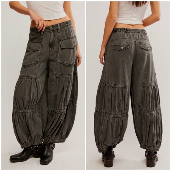 FREE PEOPLE MOVEMENT LAST WORD PARACHUTE PANTS WASHED BLACK SZ M - Picture 2 of 10